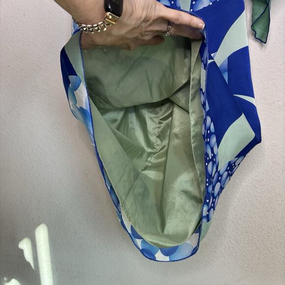 Anna Sui Silk Blue Handkerchief Geometric Kimono Sleeve Dress S - Picture 8 of 15